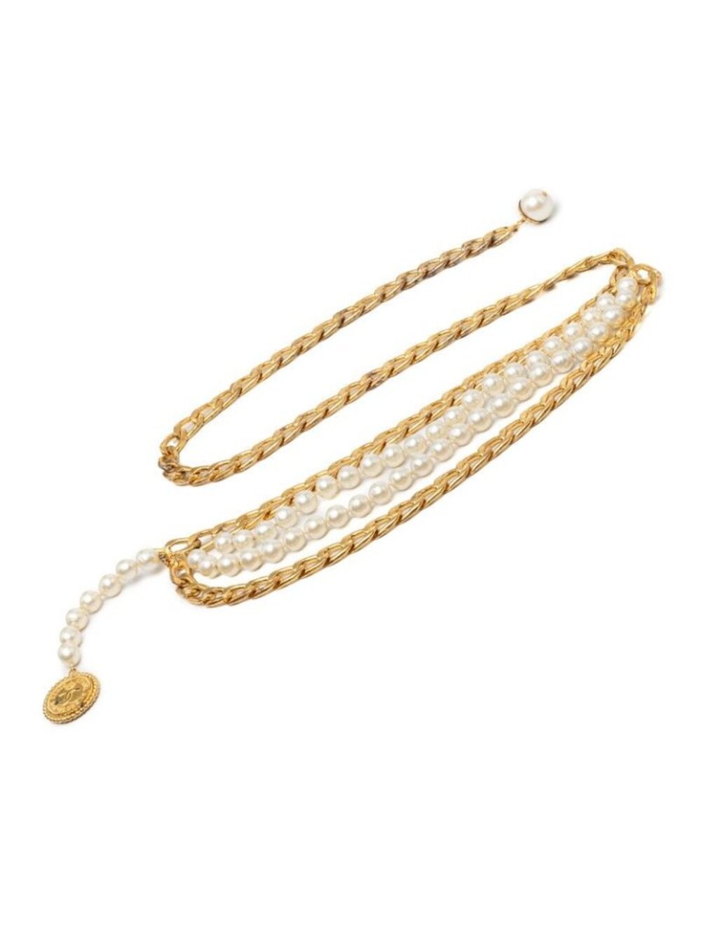Chanel 31 Rue Cambon Vintage Chain Belt Gold Plated Faux Pearl
